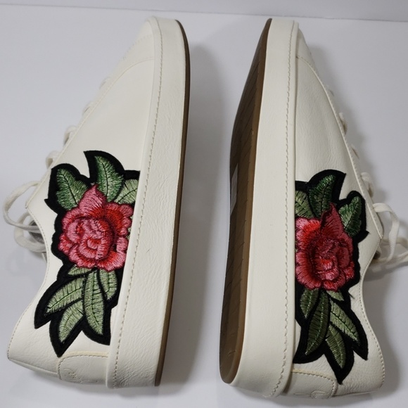 Joie Leather Embroidered Sneakers Size 9 - Picture 7 of 8